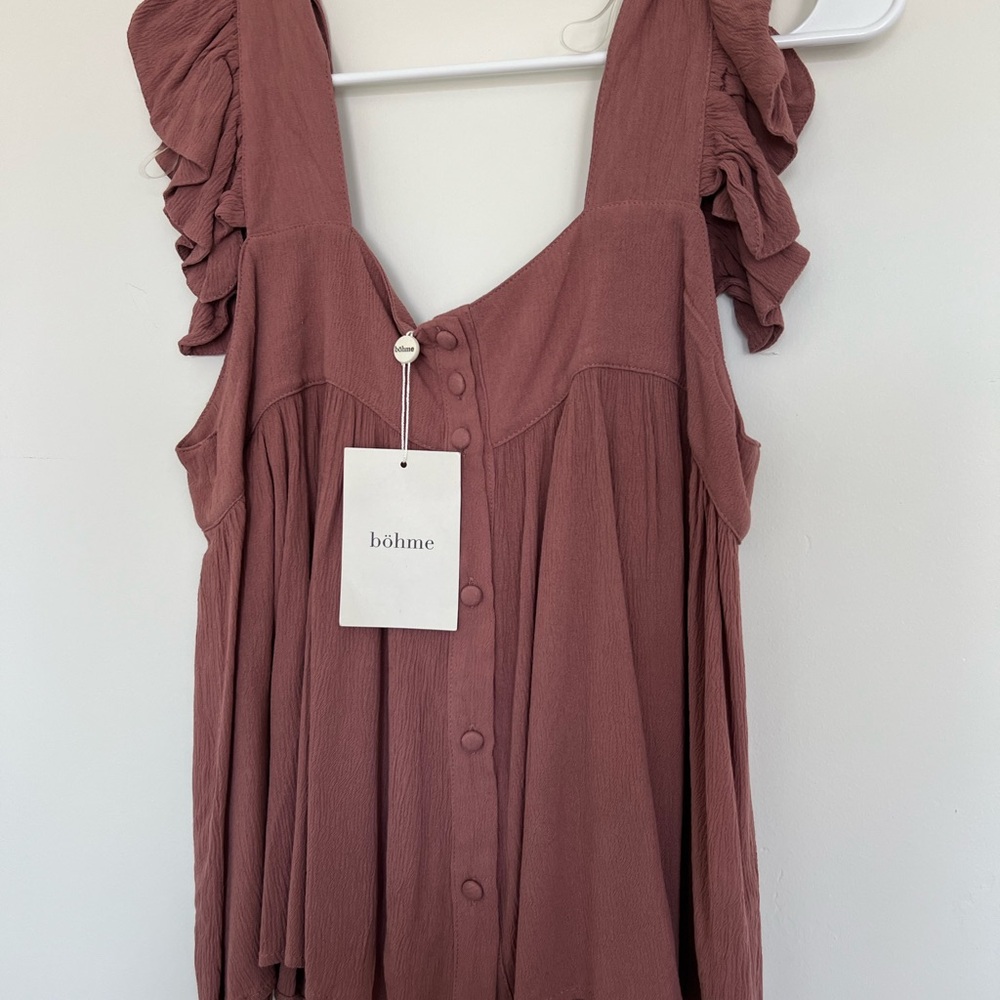 Bohme Mauve Ruffle Sleeve Tank Top